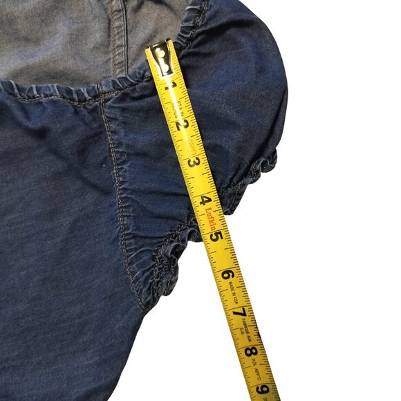 FADED GLORY A-Line Dress Junior Size Med Cap Ruffel Sleeves Denimy was hemmed - Picture 6 of 8